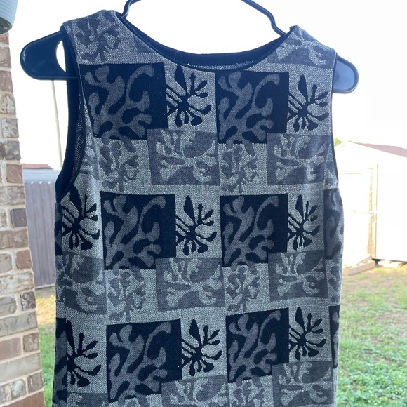 Vintage 60s Goldworm knit abstract print black and silver dress - Picture 4 of 15